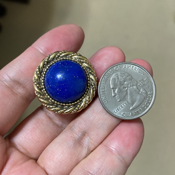 🖤Vtg💕80s blue and gold clip earrings - Picture 9 of 11